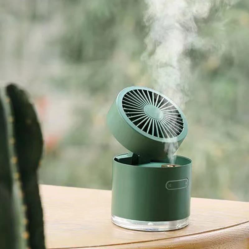 Umidificatore con ventola spray ricaricabile Mini USB da 300 ml Ventilatore da tavolo portatile con spruzzo d'acqua muto per uso estivo in ufficio domestico