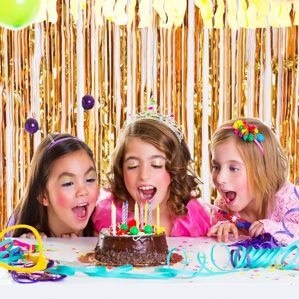 3x1m Metallic Foil Fringe Curtain Rain Silk Door Curtain Gold Party Decoration Photo Backdrop Birthday Wedding Graduation