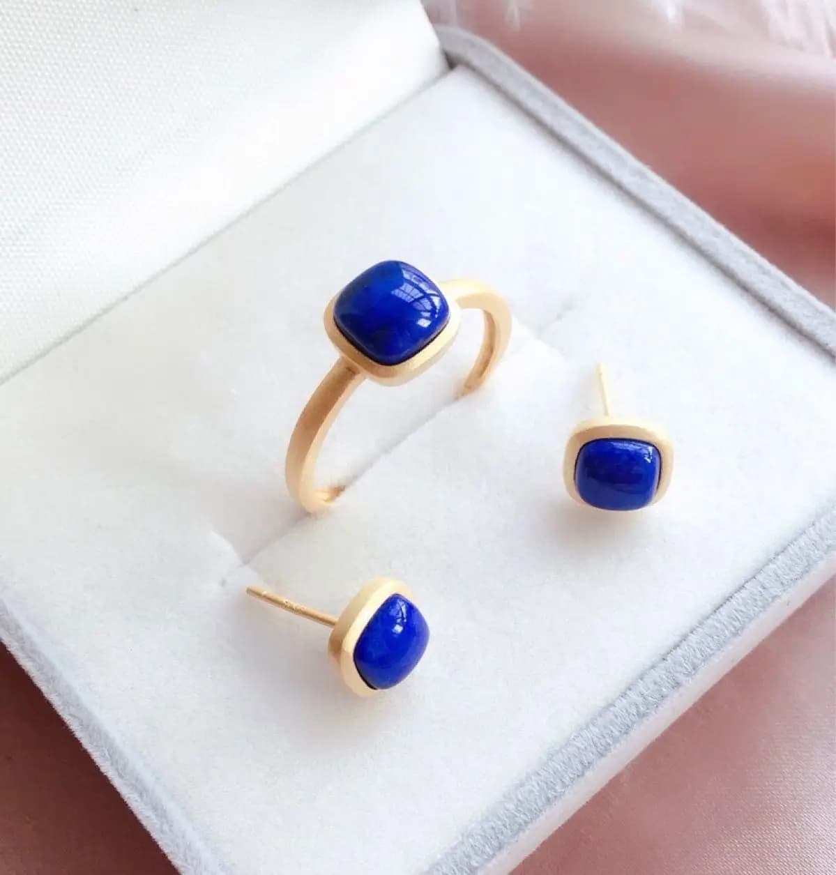 Nuovi orecchini in lapislazzuli naturali quadrati classici intarsiati in argento creativo elegante unico leggero lusso dorato fascino gioielli da donna