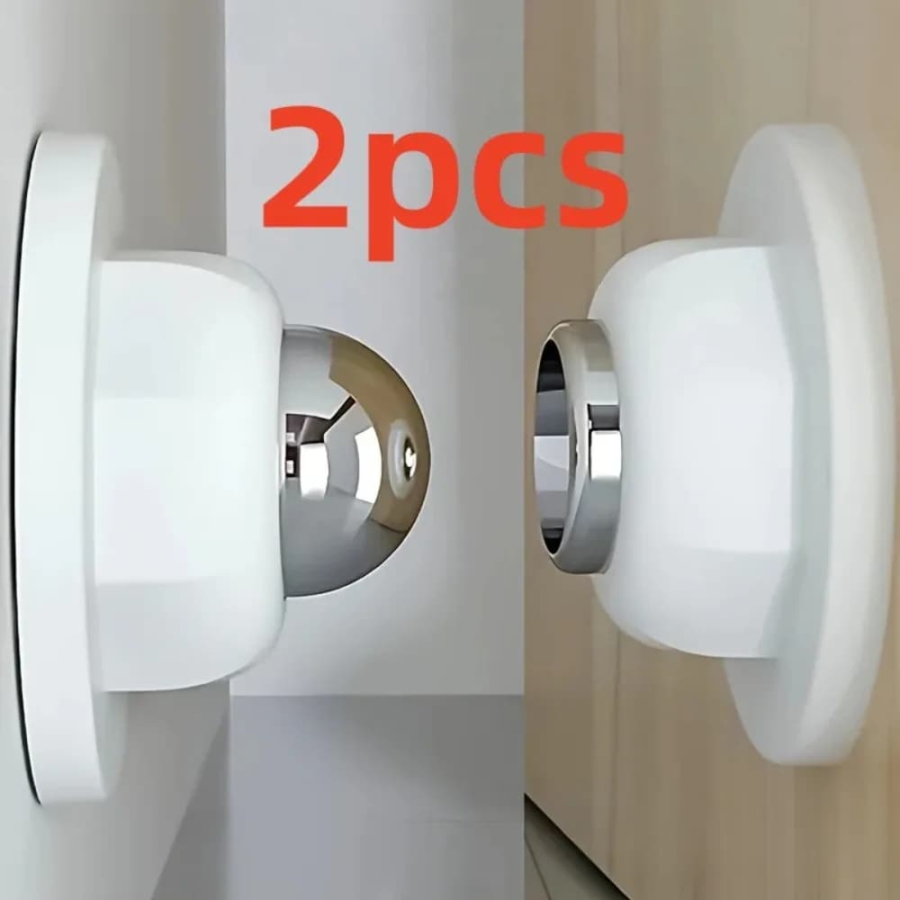 2 Pezzi Fermaporta Magnetico Premium, Senza Foratura, Autoadesivo, Resistente, per Parete