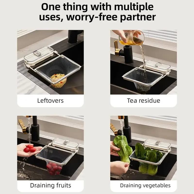 Cestello Filtrante a Rete Sospeso per Lavello da Cucina, Organizzatore Multifunzionale per Pulizia Rapida dei Residui