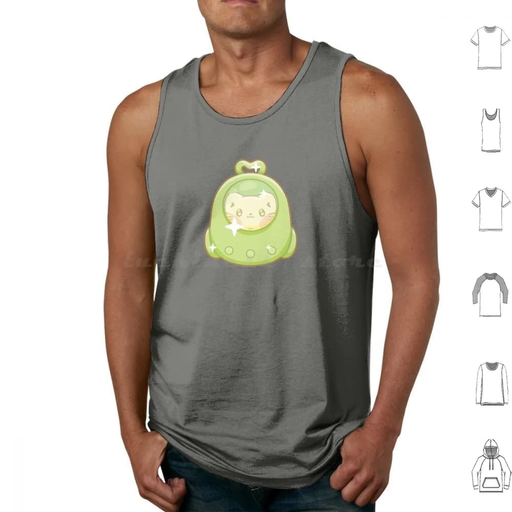 Gatti nella borsa Canotte Canottiera senza maniche Verde Simpatico gatto Gattino Gattino Animale domestico Kawaii Astronauta spaziale Portaoggetti da viaggio Animale piccolo