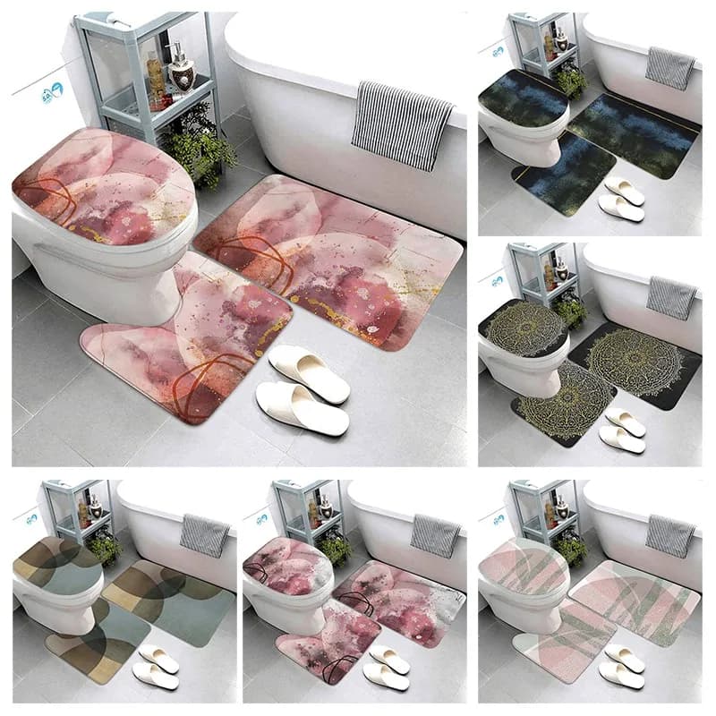 Tappeto da bagno per wc 3 pz/set tappetino da bagno in PVC antiscivolo nastro antiscivolo Set da bagno tappeto con copertura tappetino moderno in moquette s