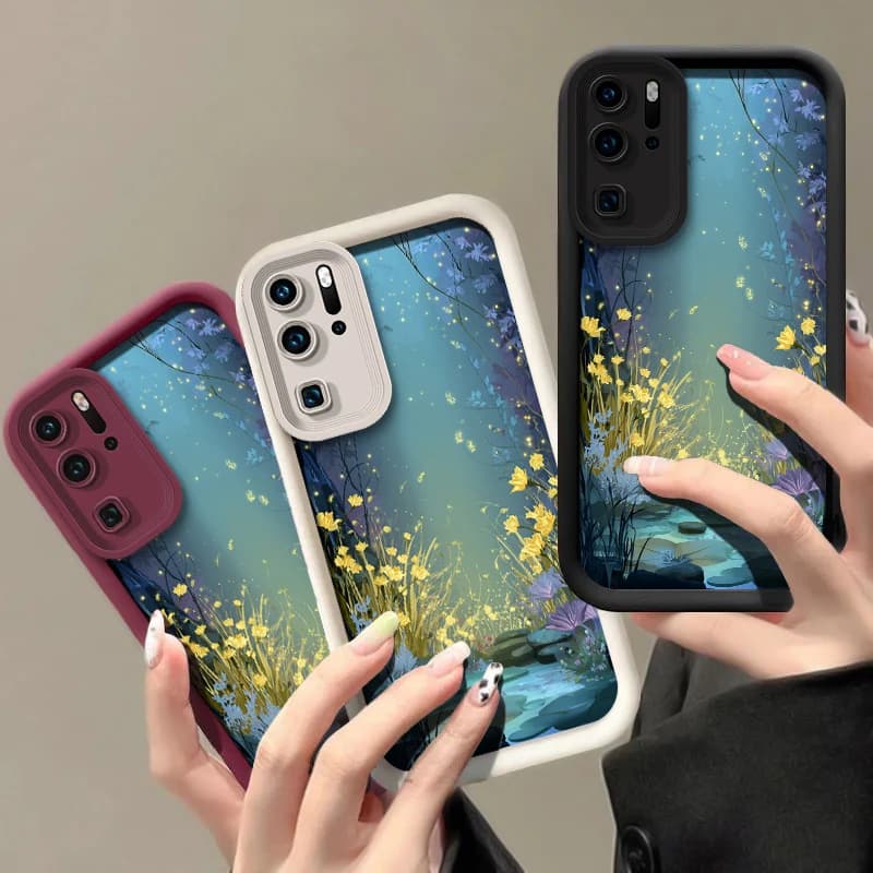 Phone Case for Huawei P30 P20 P50 Pro P40 Lite 5G Smart Pro Y9 Prime 2019 Y7A Y9S, shockproof opaque cover with fashionable floral print