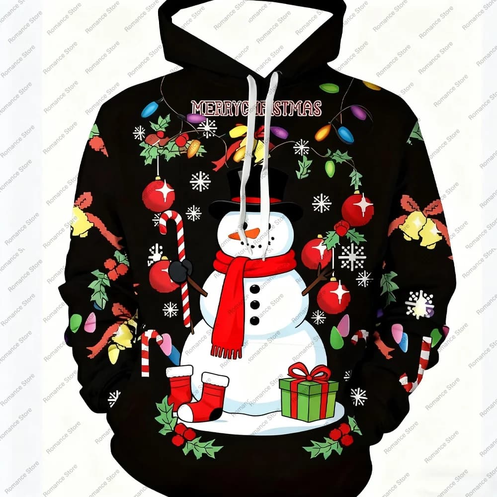 Felpa con cappuccio natalizia Felpa con cappuccio con stampa di renne Manica lunga Pullover casual Felpa con cappuccio festiva Felpa con cappuccio da donna per uomo Felpa con cappuccio per bambini