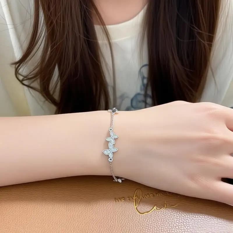 Delicati Braccialetti Regolabili in Argento Sterling 925 con Farfalla e Cristalli di Zirconia per Donne e Ragazze, Gioielli alla Moda per Matrimoni e Feste
