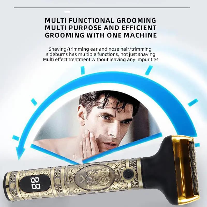 Rasoio Elettrico 3-in-1 per Corpo, Barba e Baffi - Compatto, per Uso Domestico Maschile, con Ricarica USB
