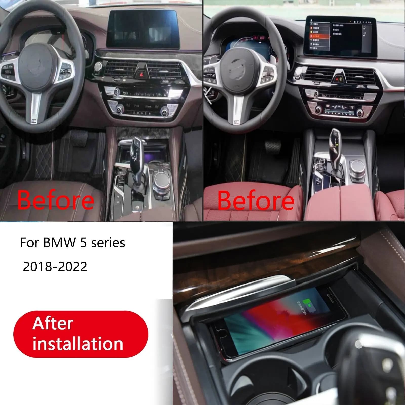 2 din The Latest 15W Wireless charger,Special on-board QI phone fast charging panel Car Accessories For BMW 5 Series 2018-2022