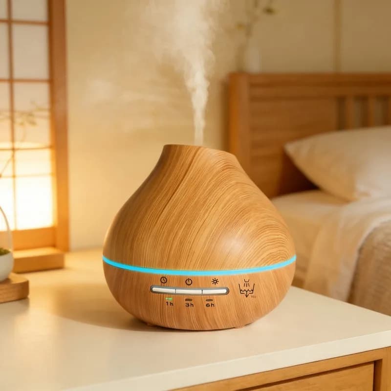 500ml Light Wood Grain Aroma Diffuser Ultrasonic Humidifier Colorful Light Automatic Spray Scent Machine Home Fragrance Decor