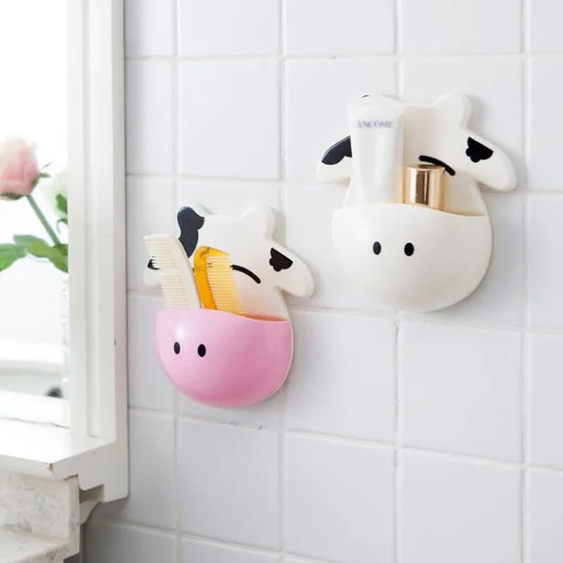 Simpatico portaspazzolino da mucca bagno cucina famiglia spazzolino da denti ventose supporto da parete gancio tazze portaoggetti scaffale organizzatore