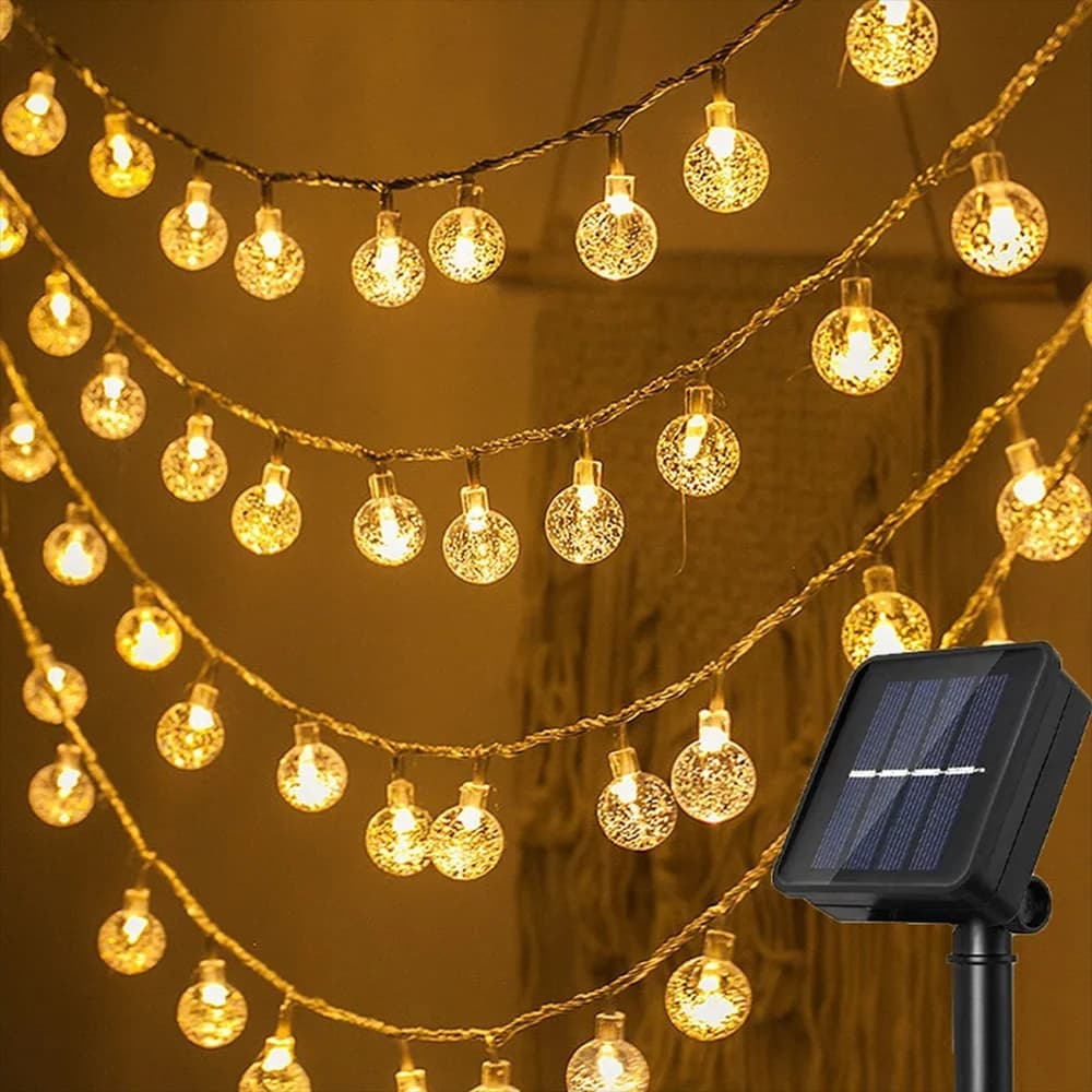 8 modes of courtyard lights, LED solar light string, outdoor waterproof crystal ball light, courtyard party tree decoration