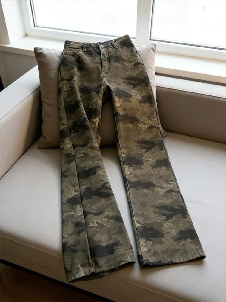 Jeans da Lavoro Camouflage Cleanfit a Gamba Dritta da Uomo, Stile Americano Slim Fit, Pantaloni Casual Larghi Primavera Autunno