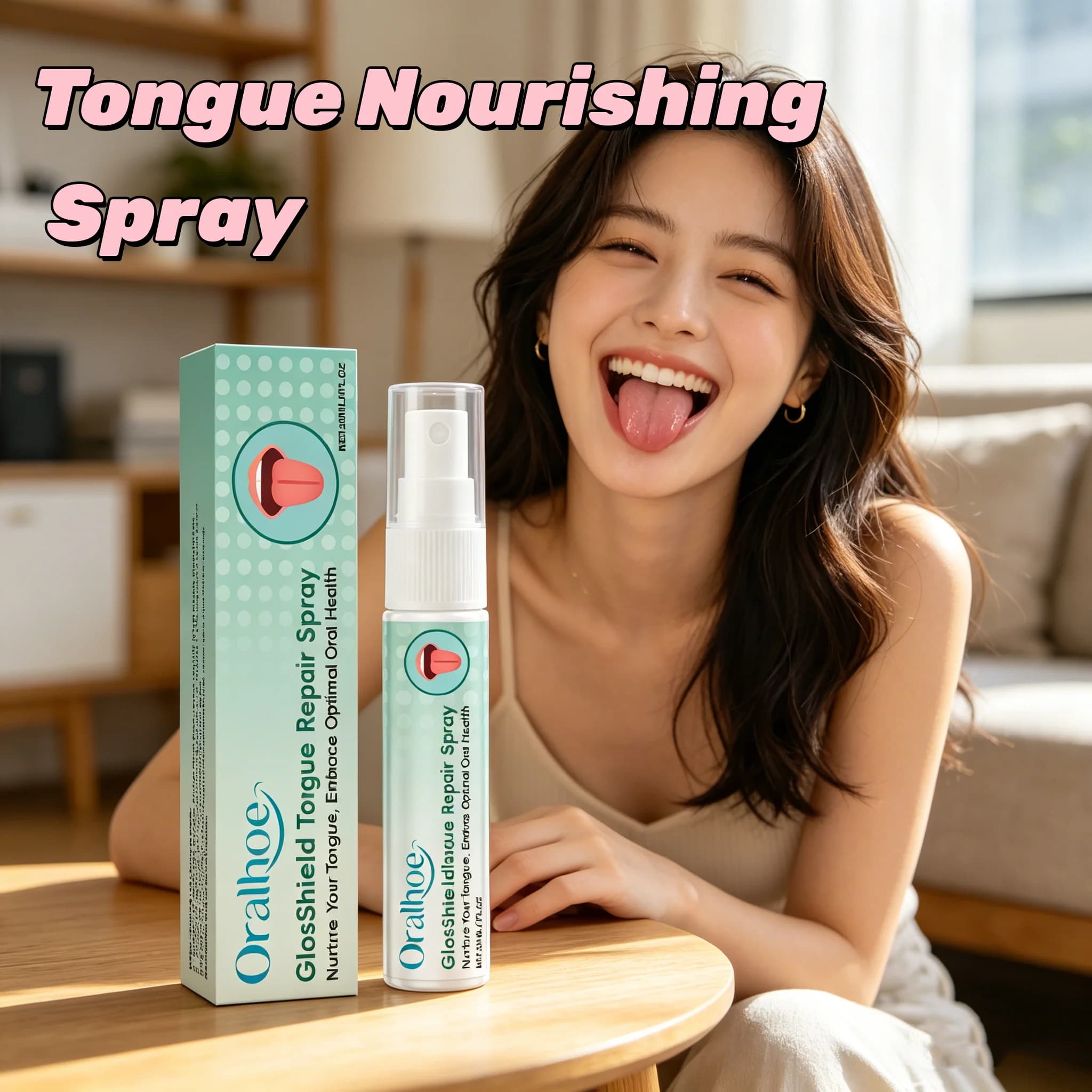 ORALHOE Spray Nutriente e Riparatore per la Lingua, Allevia la Secchezza, le Crepe e il Gonfiore, Rimuove il Rivestimento Bianco, Alito Fresco, Cura Orale