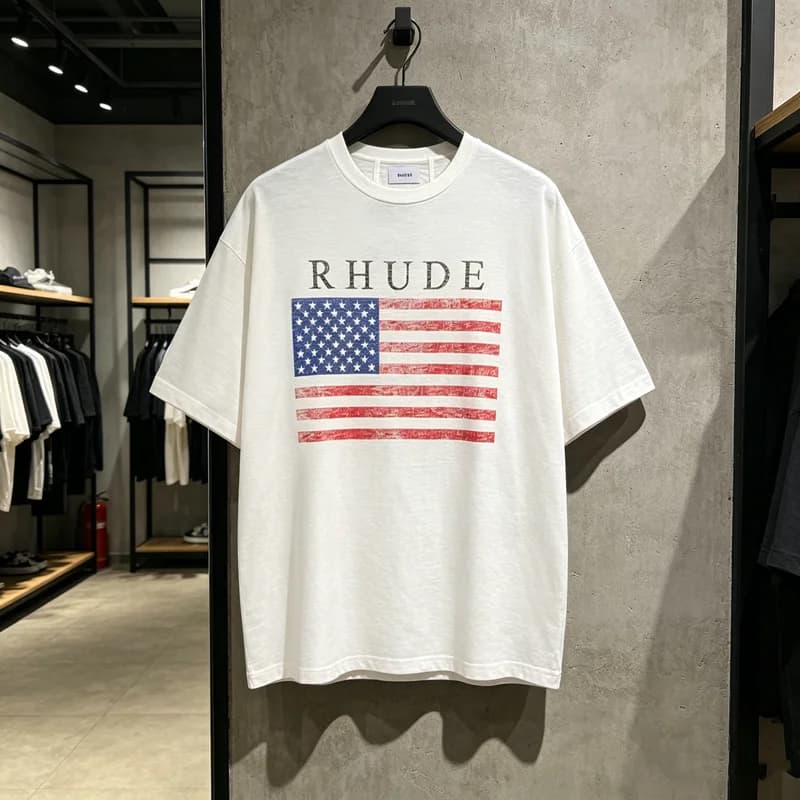 USA Flag Print RHUDE T Shirt Men Women American Streetear High Quality Loose Short Sleeve Tees Tops