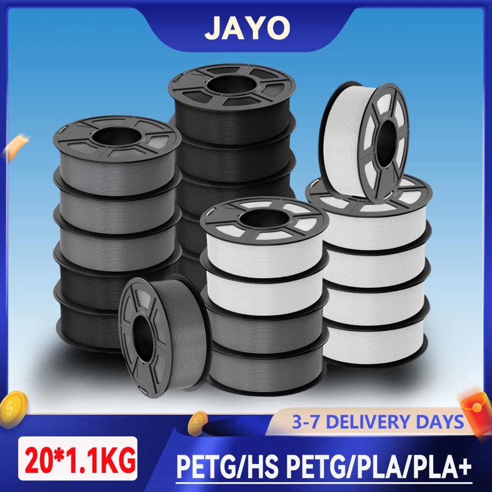 JAYO 20 Rotoli Filamento per Stampante 3D PETG/HS Opaco, PETG/PLA PLUS2.0/PLA Opaco 1.75mm, 100% Senza Bolle, Non Tossico, Materiali per Stampa 3D