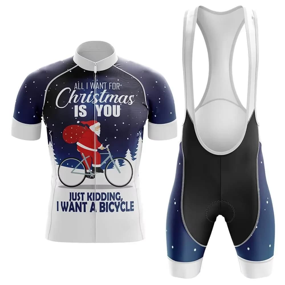 Set Maglia da Ciclismo Babbo Natale, Abbigliamento da Ciclismo su Strada, Completo Bici da Corsa, Pantaloncini con Bretelle, Abbigliamento MTB, Maillot Culotte