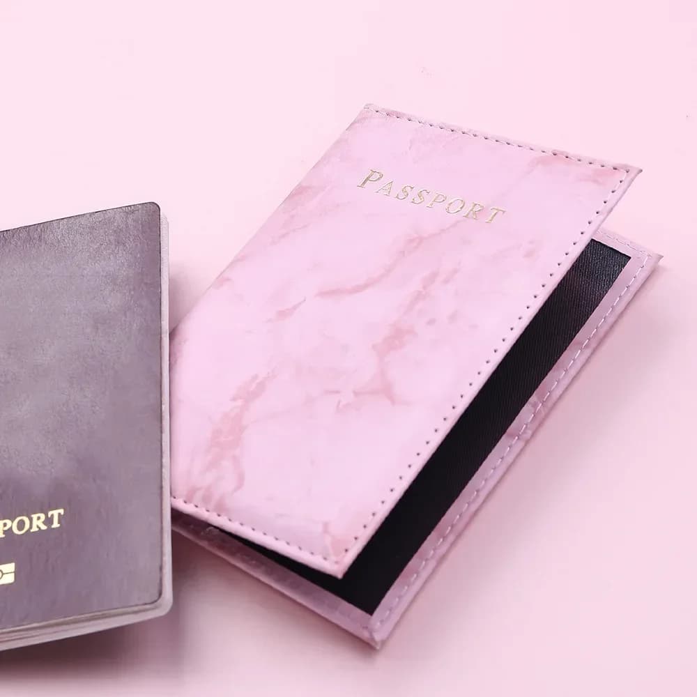 PU Leather Marble Pattern Passport Holder Protective Card Case Ticket Clip ID Credit Card Cover Travel Accessories