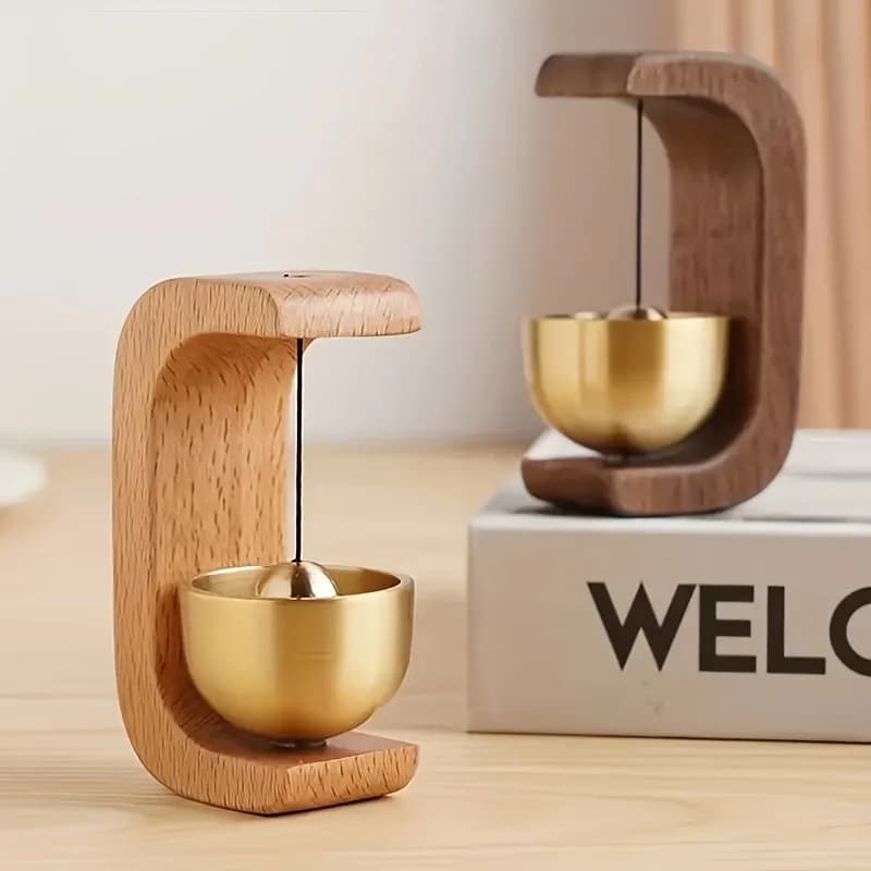 Brass Doorbell Reminder Wind Chime With Magnetic Suction C-Shaped Gift For Housewarming Home Decoration Home Car Decoration