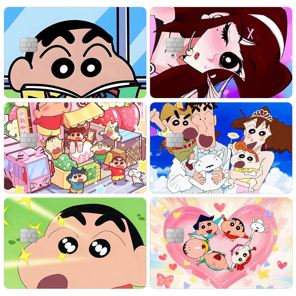 Crayon Shin-chan Card Stickers, Patch Cartoon for Students, Decalcomanie Anime, School Supplies, Identity Document Stickers, Bus, Subway, Gift