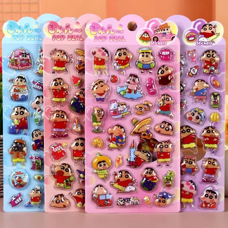 Adesivi 3D in Rilievo Kawaii di Crayon Shin, Decorazioni Cartoon per Telefoni e Tablet, Adesivi Anime per Studenti