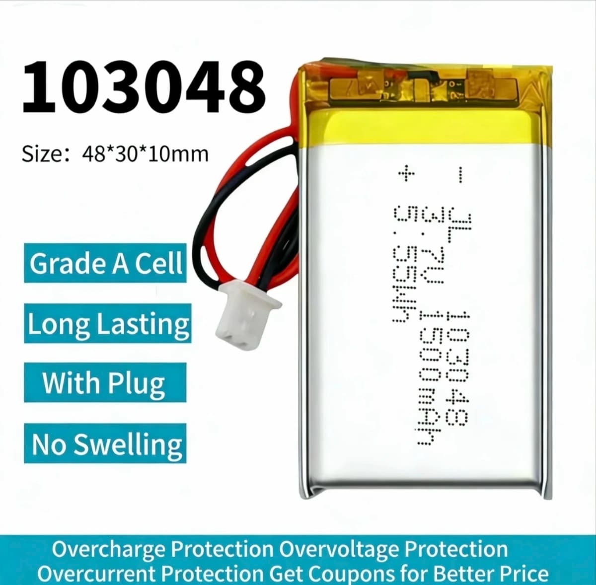 103048 Lipo Battery 3.7V 103050 1500mAh Polymer Rechargeable Batteries for Beauty Meter Nebulizer Mobile Power Laptop DVD Cell