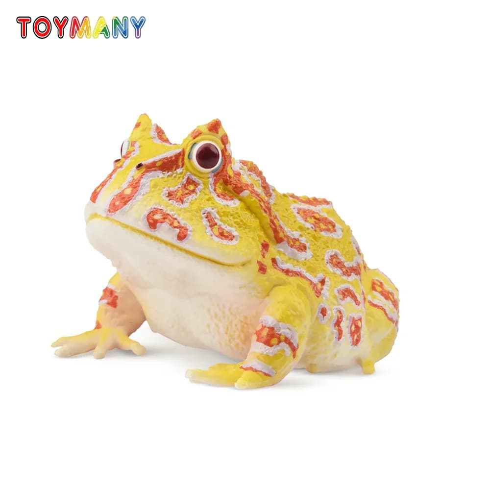 Toymany Simulazione Rana con corna argentina Regno di rettili Modello animale Giocattolo Mini Figure Bambole Action Figurine Giocattoli Regalo per bambini