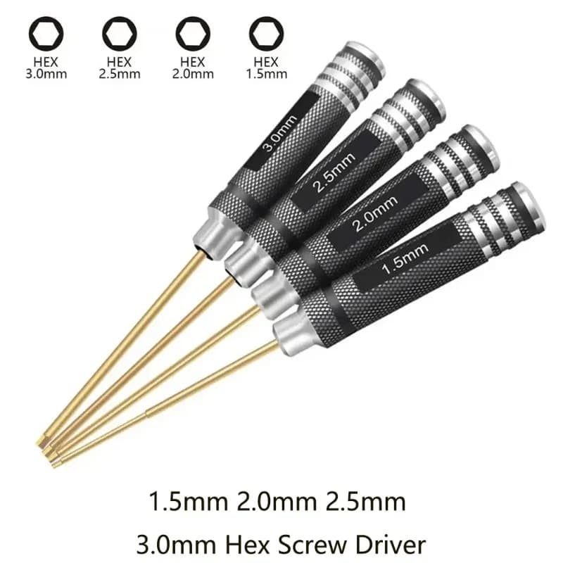 Set di Cacciaviti Esagonali FPV RC 1.5mm 2.0mm 2.5mm 3.0mm, Kit di Strumenti per Riparazione e Manutenzione di Droni da Corsa, Auto, Aeroplani e Modelli di Elicotteri