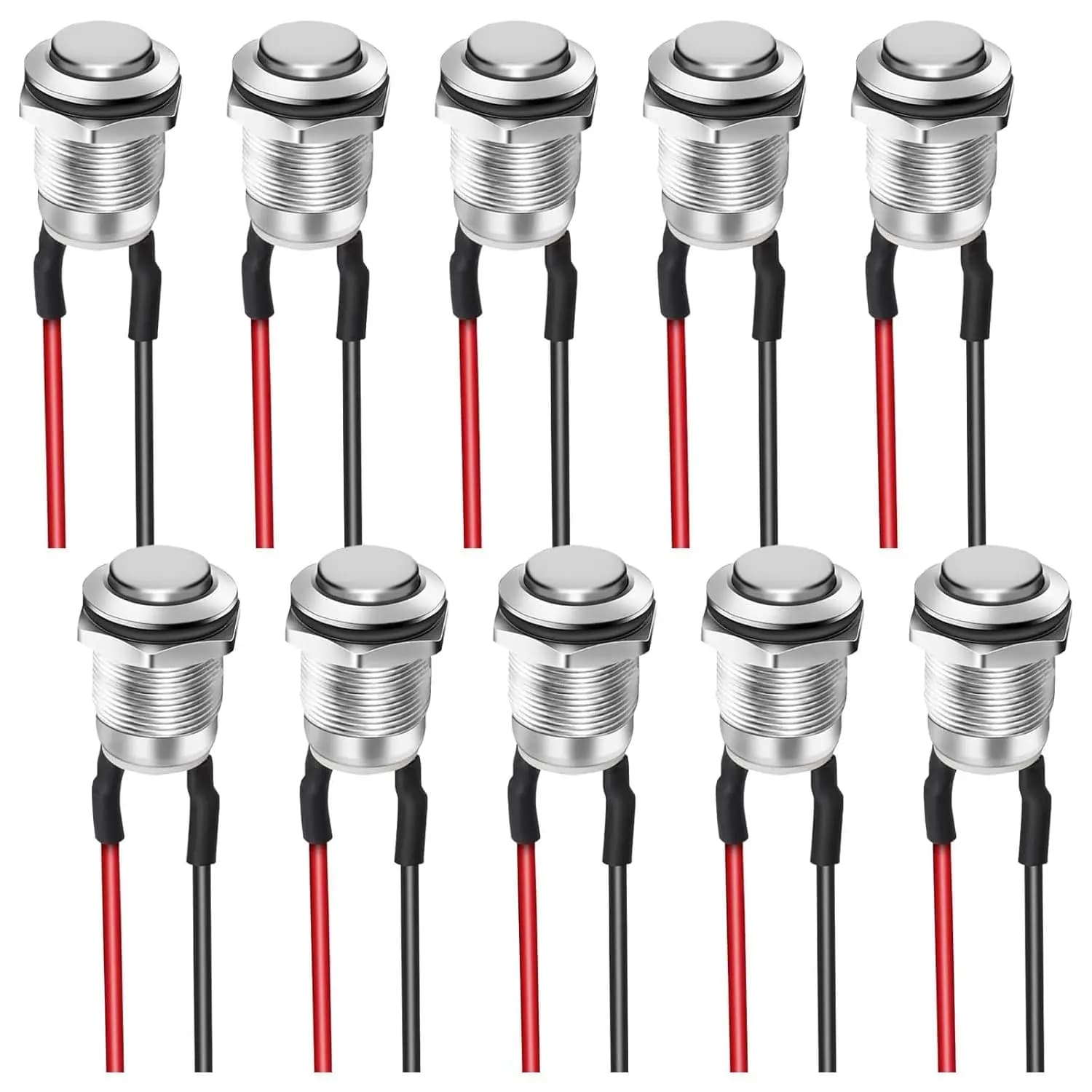 10 pcs 12 mm momentary button switch, mini round button switches with pre-wired, waterproof, for car boat