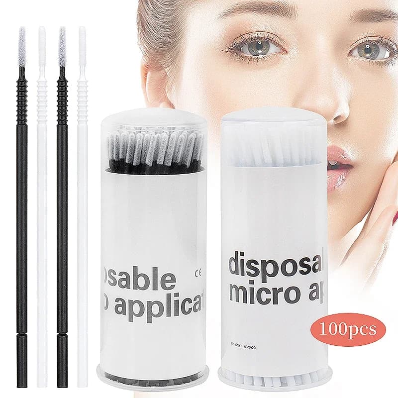 100 pcs Handle Use And Drop Microbrush Mascara Bacchette Micro Brush Applicator Eyelash Brush Extension Eyelash Makeup Tools