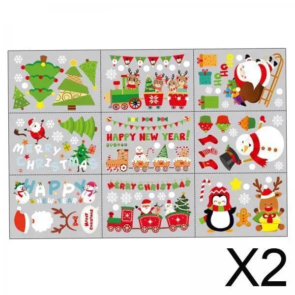 Holiday Craft Stickers Vintage Santa Claus Snowman Static Window Decals for Scrapbooking and Christmas Game Activities