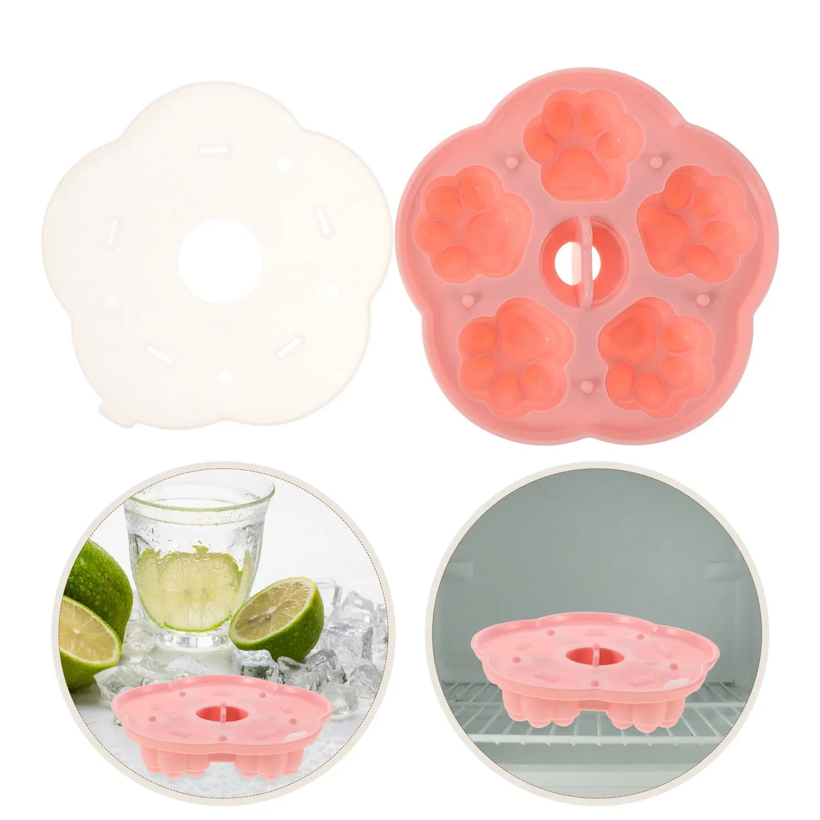 Contenitore in Silicone per Alimenti per Bambini, Rosa, Multifunzionale, Vassoio per Congelatore e Vaporiera, Stampo a Forma di Animale per Cubetti di Ghiaccio, Budino e Torte, con Coperchio