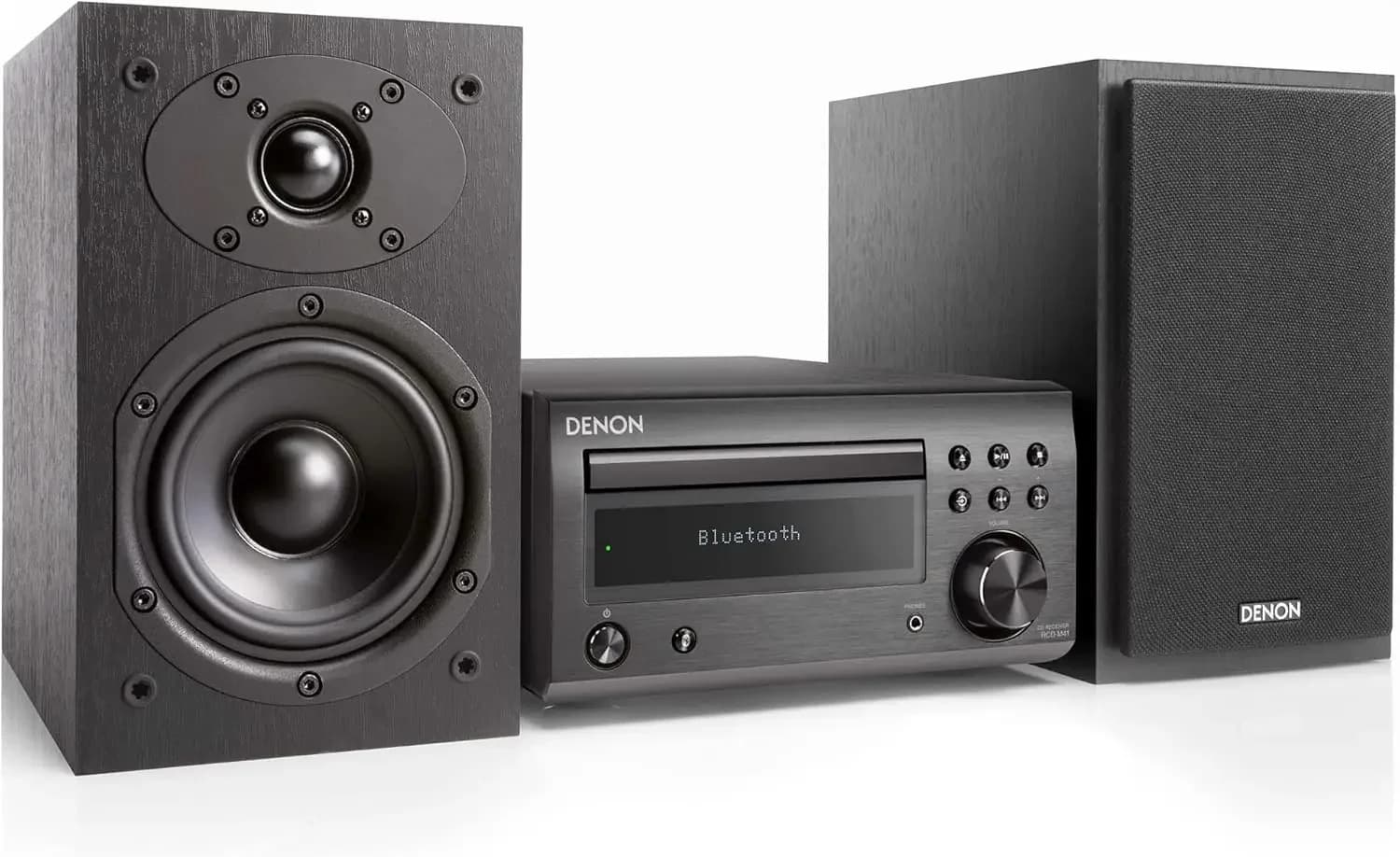 Sistema Stereo HiFi Compatto con Lettore CD, Altoparlanti, Sintonizzatore FM/AM, Amplificatore Bluetooth Wireless | Perfetto per piccoli spazi e home cinema