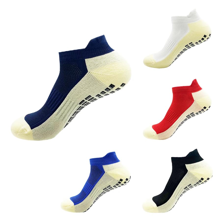 1 Paio Nuovi Calzini da Calcio Corti Grigi con Fondo Antiscivolo, Calzini Sportivi Traspiranti con Fondo in Spugna Invisibile