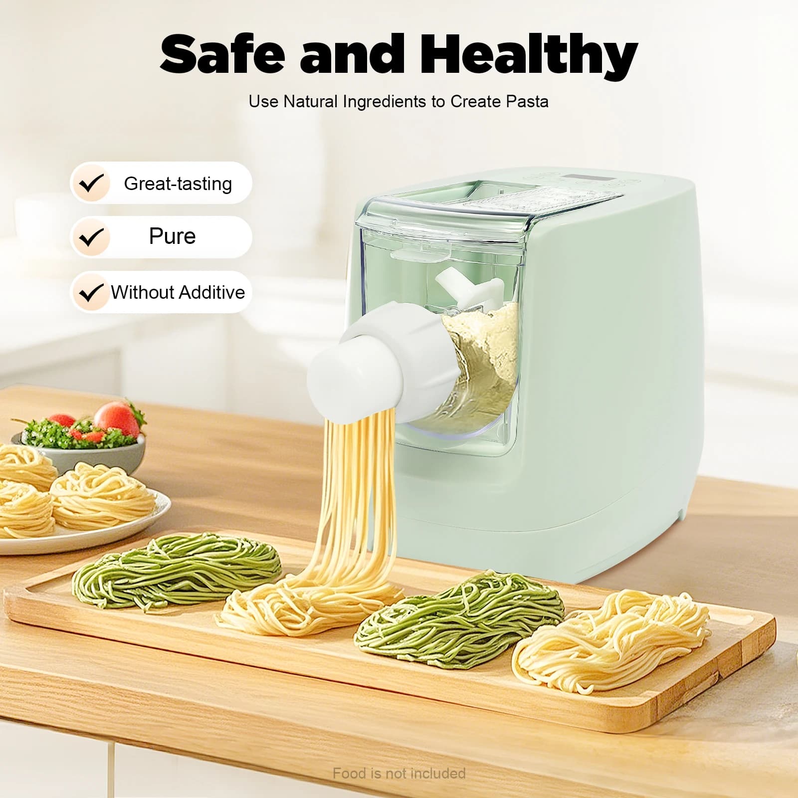 Macchina per noodle elettrica da 260 W 13 stampi Macchina per pasta automatica verde Display a LED per produzione rapida da 3 minuti per gnocchi di pelle/spaghetti