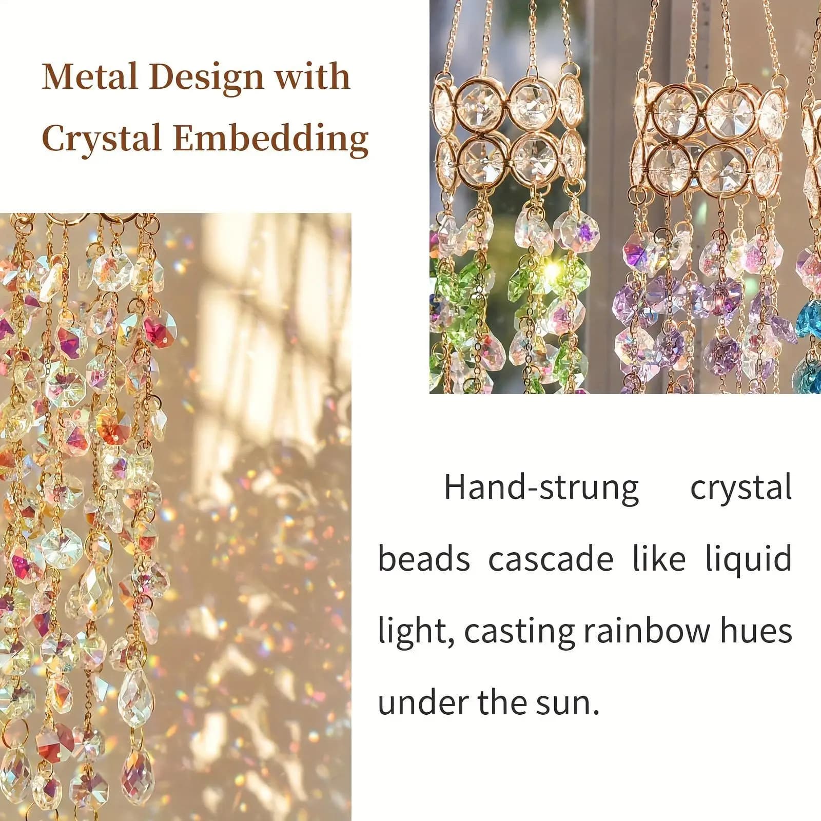 Sun Crystals For Window 19.7 Inches Rainbow Maker Wind Chimes For Home Living Room Window Outdoor Garden Patio Balcony