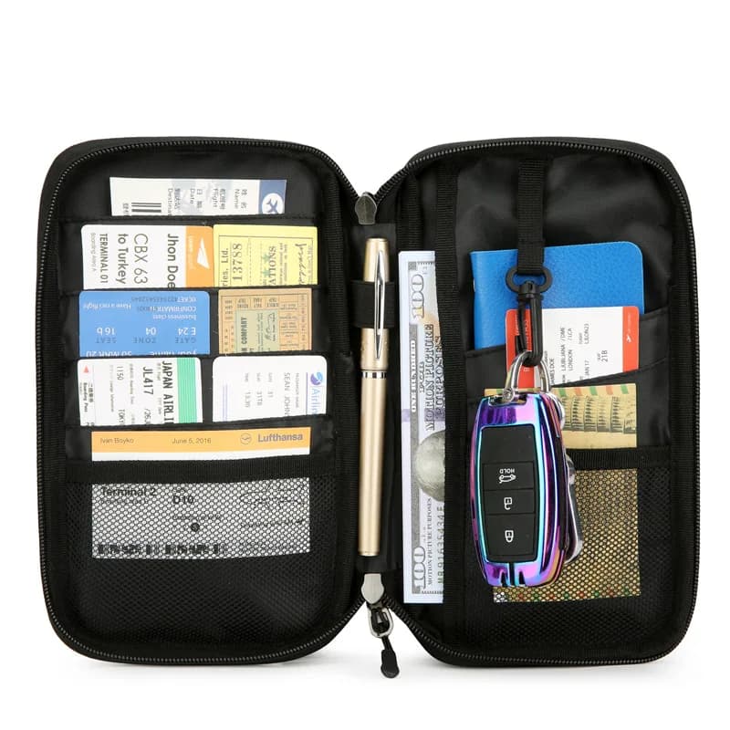 Custodia Protettiva RFID da Viaggio per Passaporto, Stile Business, Porta Documenti Multifunzione Portatile, Organizzatore per Carte e Documenti