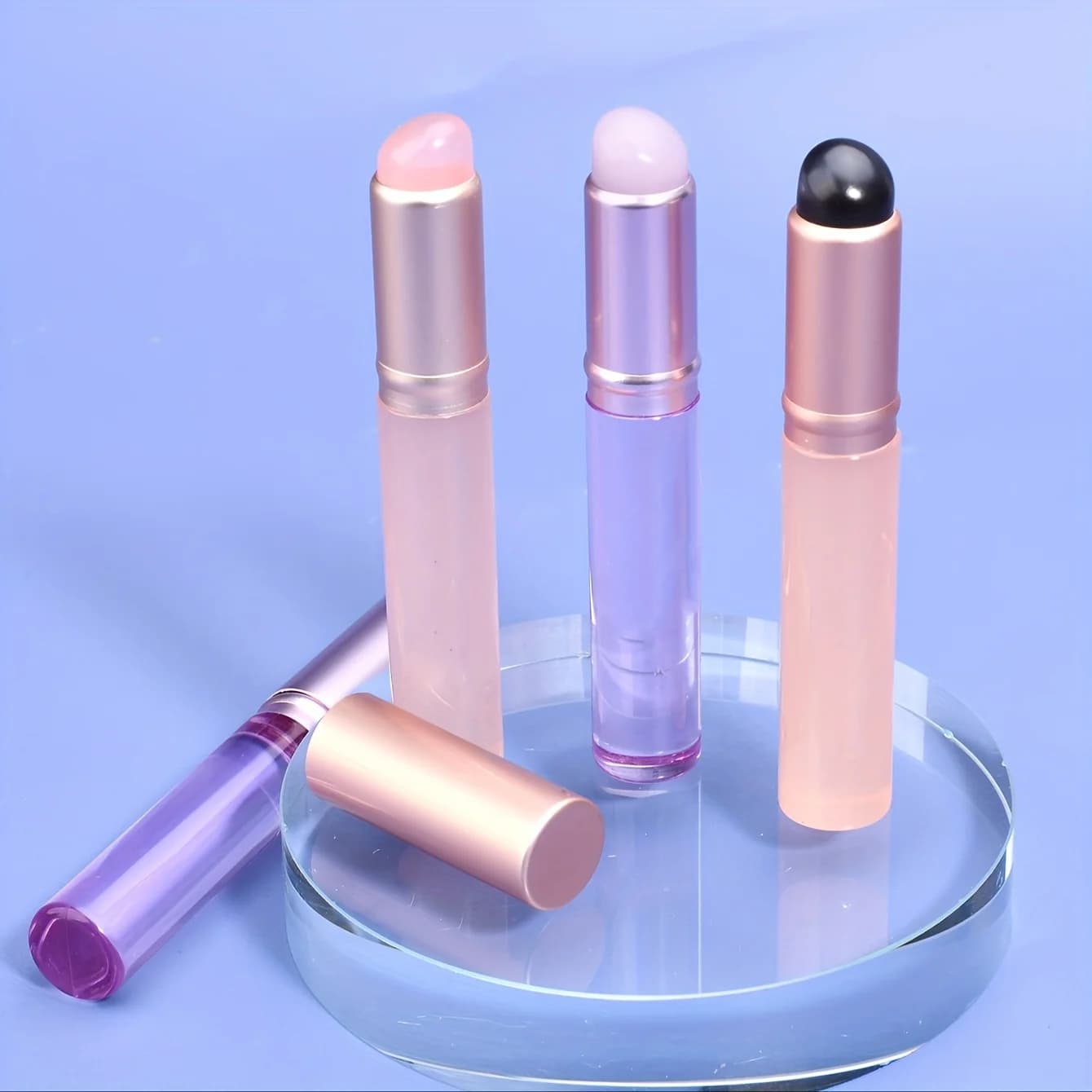 1-Pc No-Rinse Silicone Makeup Brush Multi-Use Applicator for Lips Nails Face Transparent Handle Smudge-Proof Travel Makeup Tool