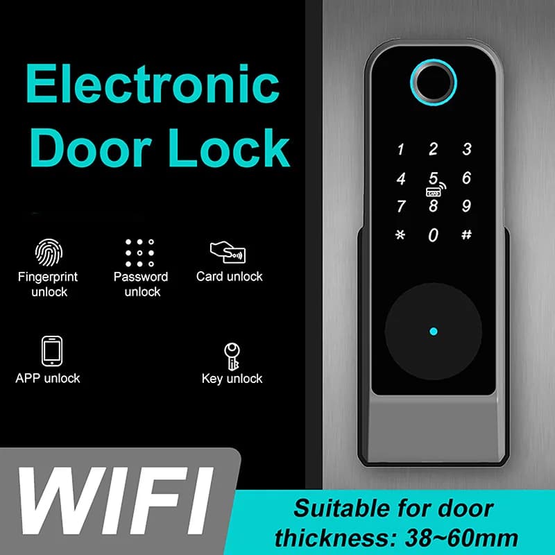 Family Smart Electronic Lock APP/Fingerprint/Password/Card/Key WIFI Single-Sided Unlocking Suitable For Door Thickness 38–60mm