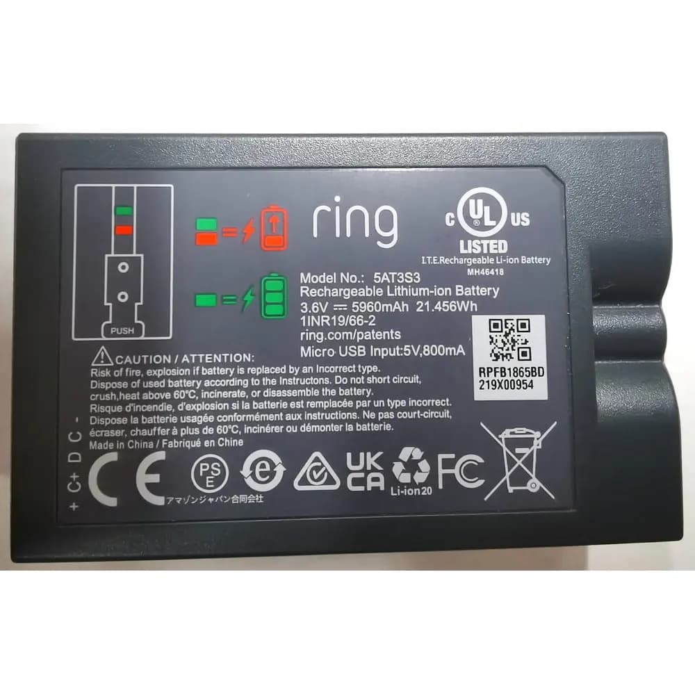 Per batteria ad anello Batteria agli ioni di litio per videocitofono 5AT3S3 Cam 2, anello batteria compatibile con videocamera per porta V4