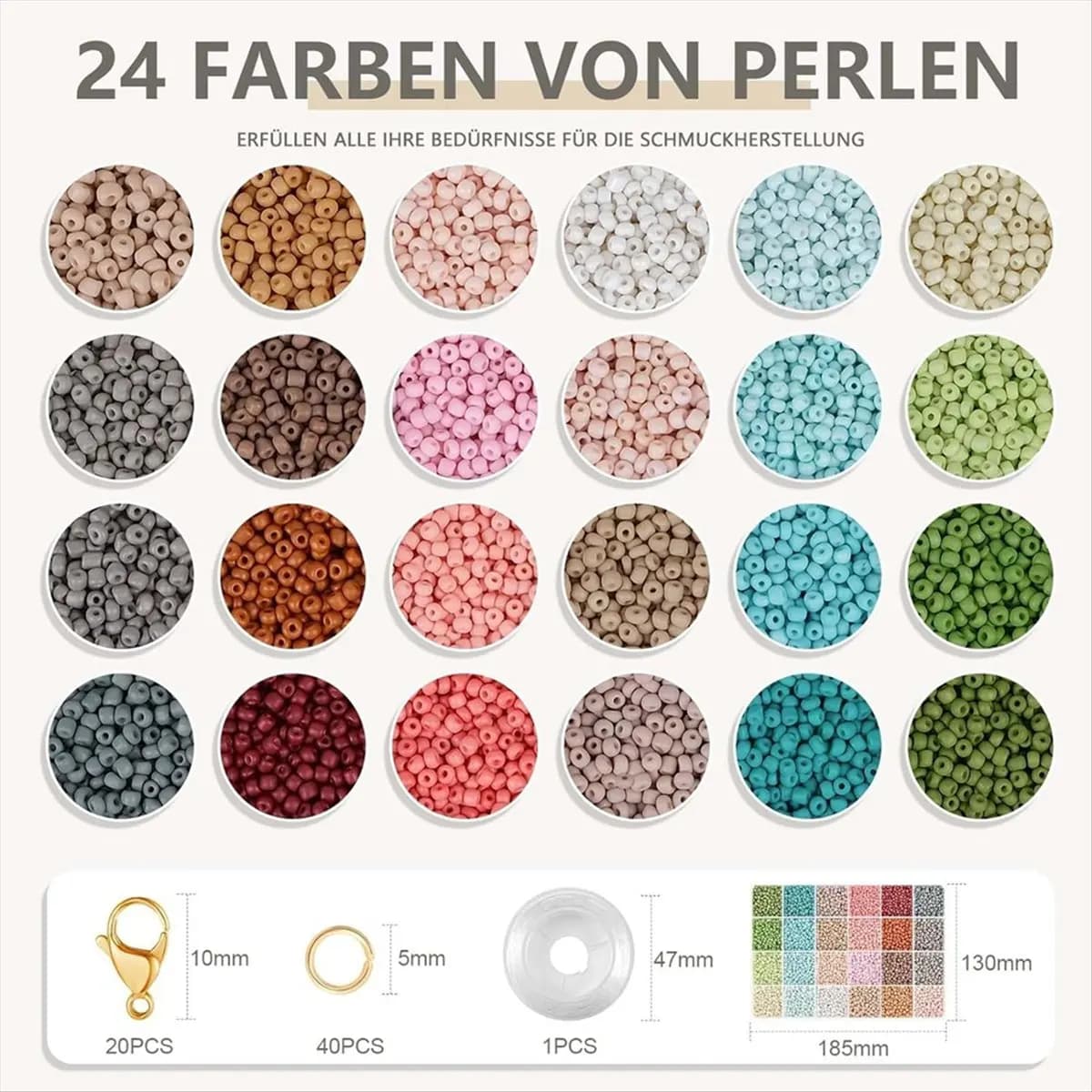 Efficient- 3mm Glass Seed Beads for Bracelet Making, 24 Color Beaded Bracelet Set, DIY Art Crafts for Ages 6-12 (Beads 3MM-A)