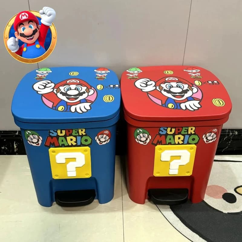 Super Mario cartoon simpatico bidone gioco creativo personalizzato decorazioni per la casa soggiorno camera da letto con coperchio pedale cestino dei rifiuti regalo