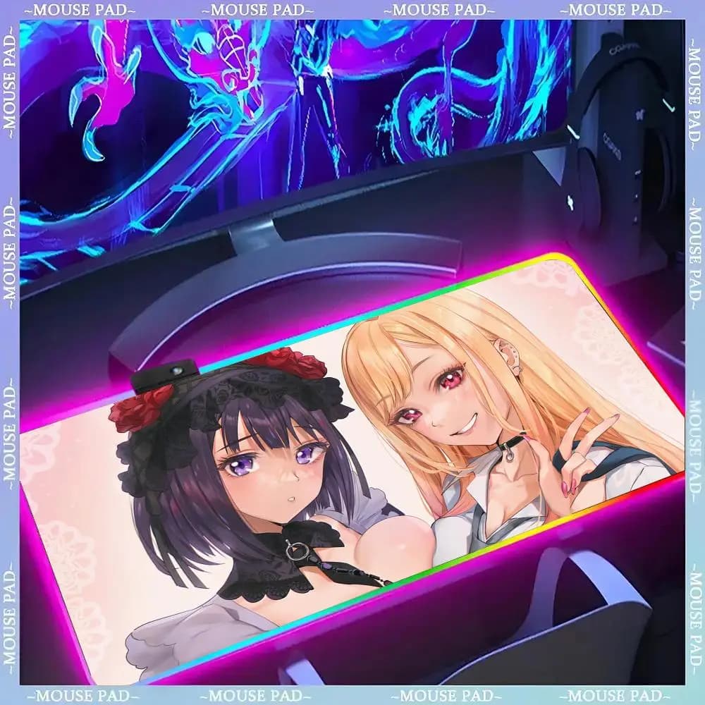 Kitagawa Marin Mouse Pad Gamer Luminescence Led Mouse Pad Gaming Table Rgb Deskmat Tastiera Pc Mousepad