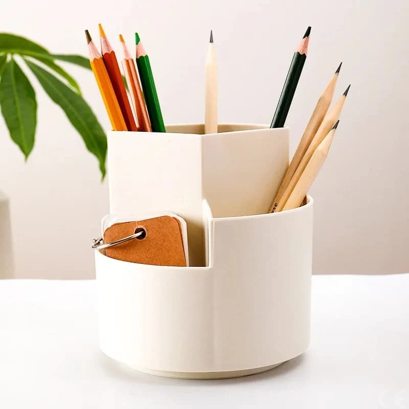 1 Piece Swivel Pen Holder, Desk Pens Box for Office & Students, Three Hole Storage Box