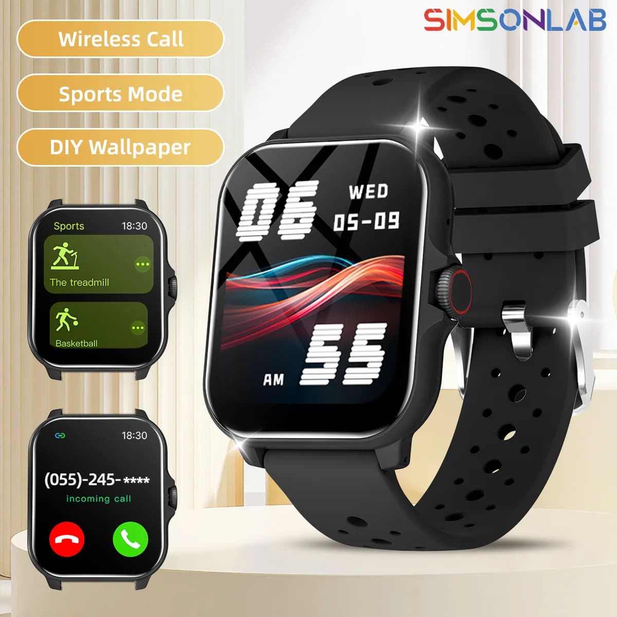 1,83 inch Smartwatch with Bluetooth Call, Vocal Assistant, Music Player, Fitness Partner for Open Sports, Data Recording, Man Woman