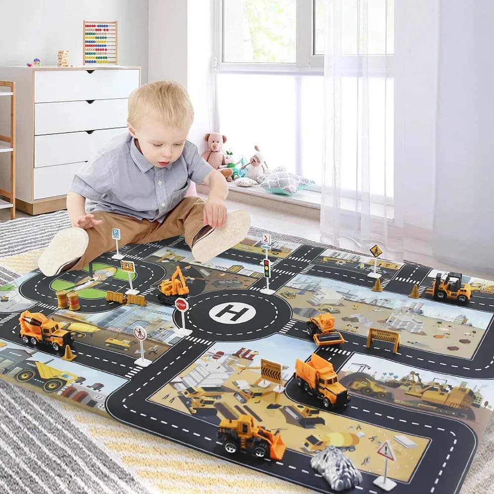 Grande mappa stradale di città Scena fai-da-te Segnaletica stradale Parcheggio per auto Gioco Bambini che giocano Tappeti da arrampicata Tappetino stradale per giocattoli per bambini Regali