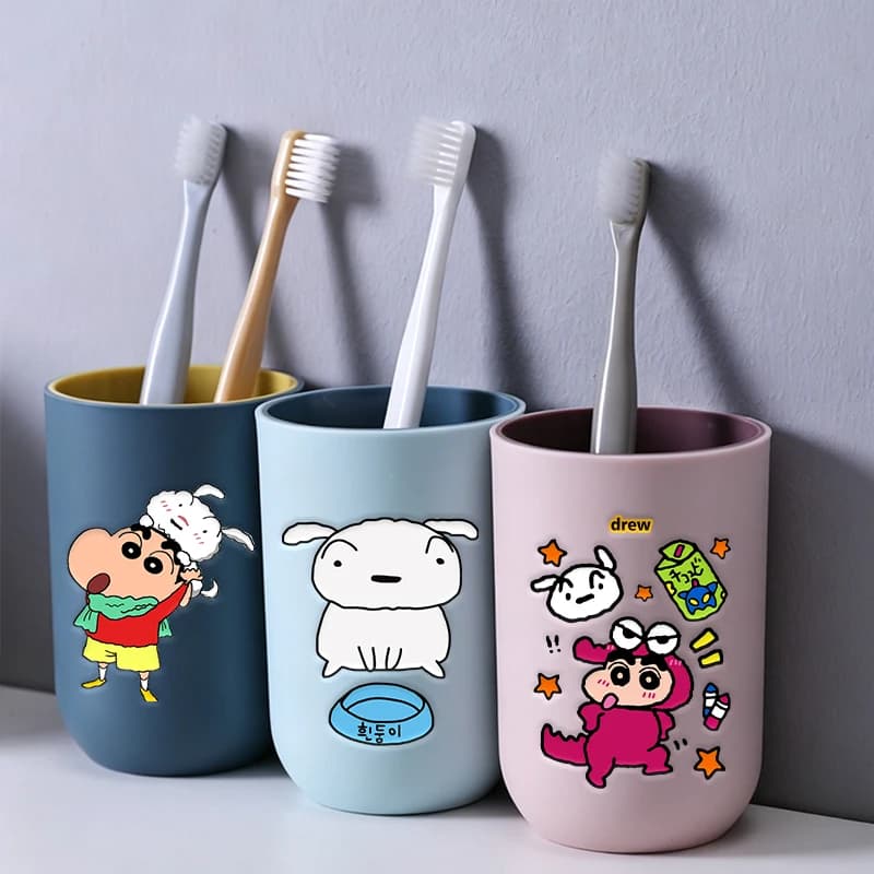 Bicchiere Portaspazzolino per Bambini Crayon Shin-chan, Tazza per Risciacquo Bocca Anime Cartoon per Ragazzi e Ragazze, Portaspazzolino da Bagno ​ Tazza d'acqua per bambini