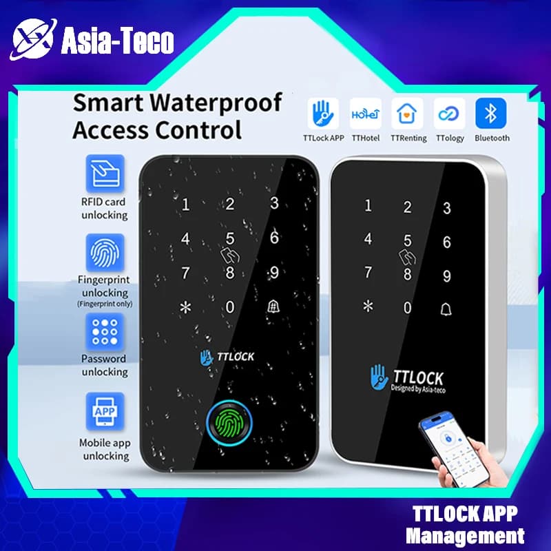 Lettore di Carte NFC RFID con App TTLOCK, Serratura Bluetooth con Impronta Digitale, Supporto Gateway WiFi G2, Sistema di Controllo Accessi IP67 Impermeabile MJ03