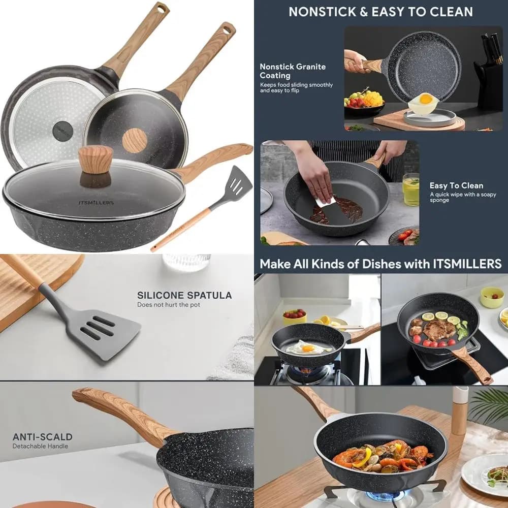 Set di padelle per friggere Set di padelle pressofuse antiaderenti per uova, omelette e altro (6 pezzi)