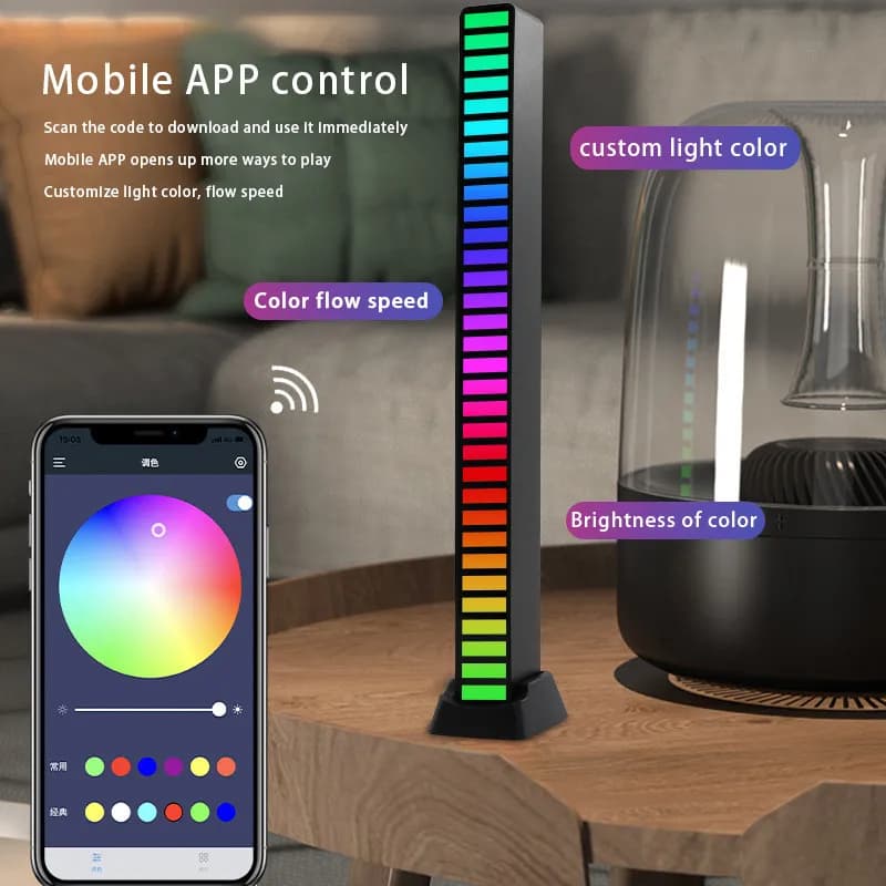 Lampada RGB Strisce luminose a LED Luce di raccolta Lampada di controllo del suono Luce ambientale Controllo intelligente dell'APP Ritmo musicale per la luce del desktop del gioco