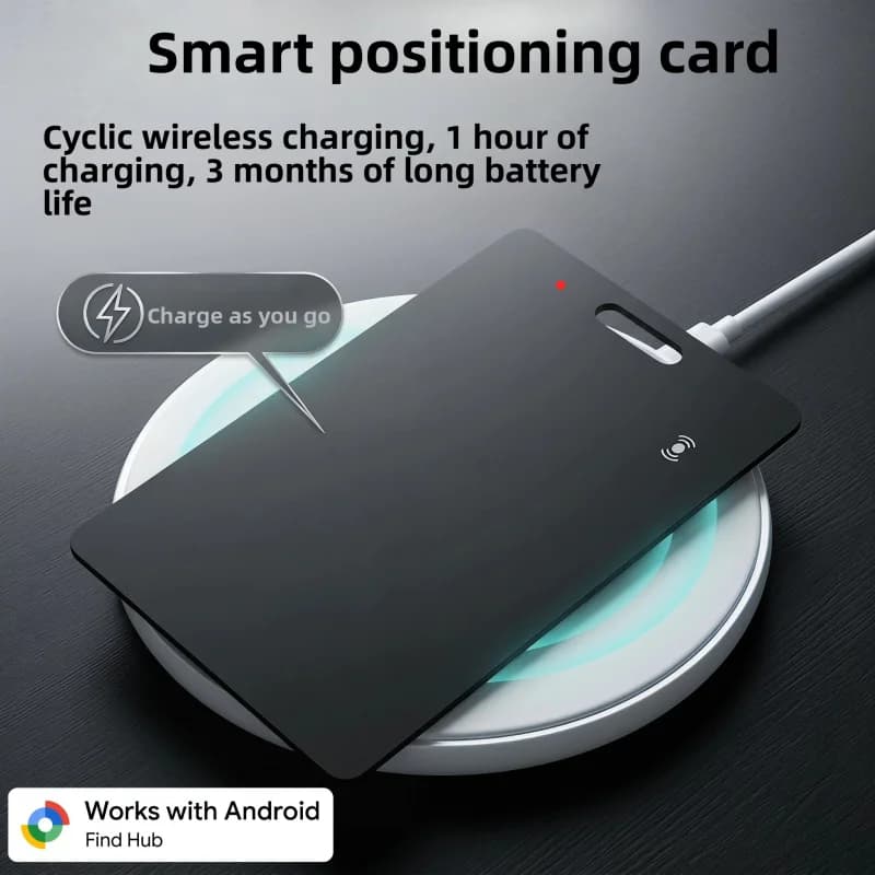 Localizzatore GPS Impermeabile per Portafoglio con Ricarica Wireless Android, Compatibile con l'App Google Find My